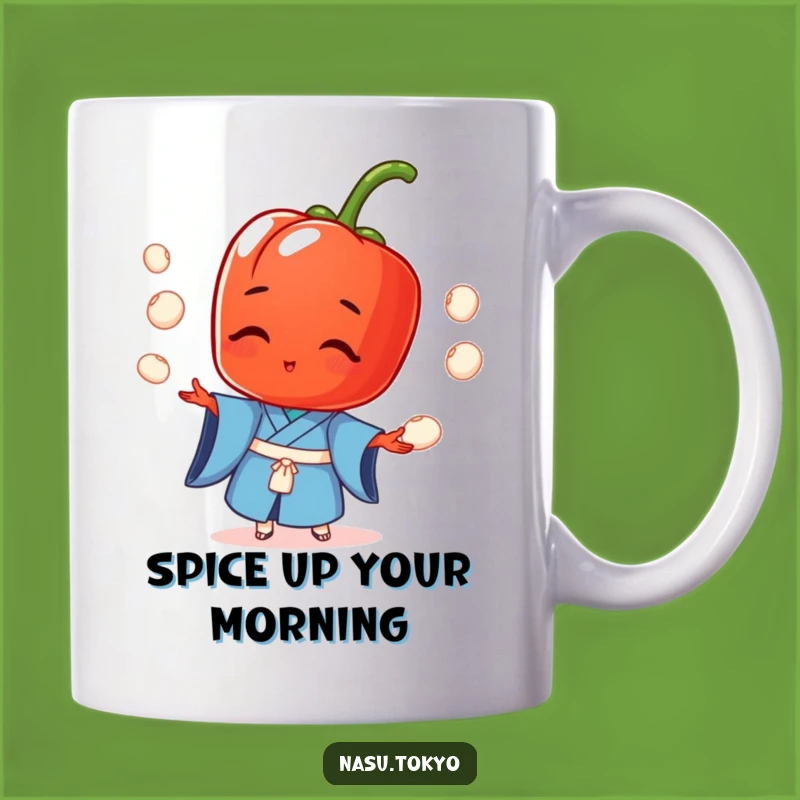Funny Red Pepper Kimono Mug - A Hilarious Juggling Veggie Gift for Foodies!