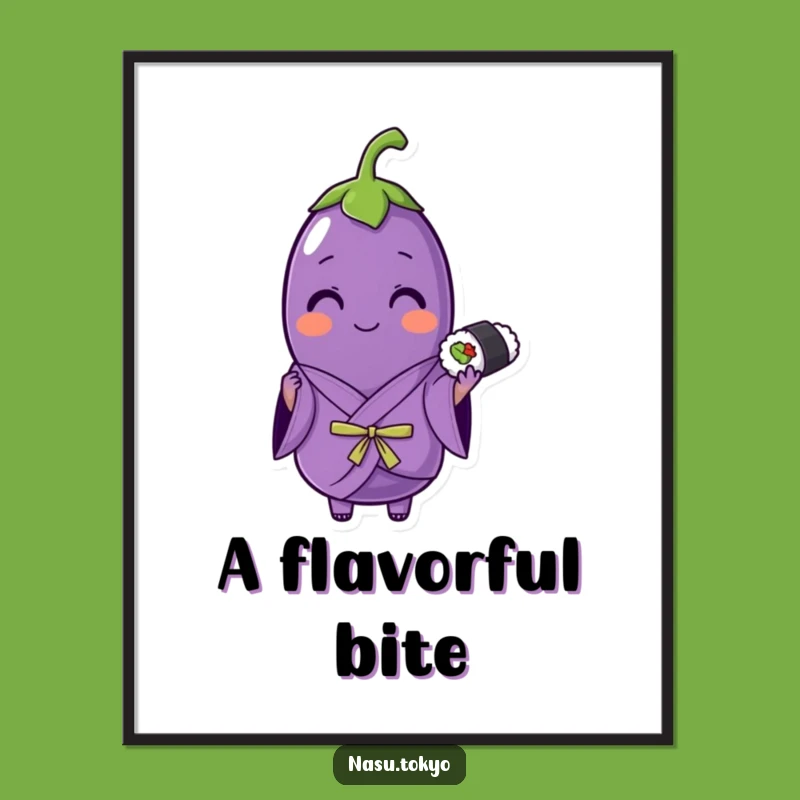Funny Eggplant Kimono Sushi Digital Art Print - Instant Artistic Flair!