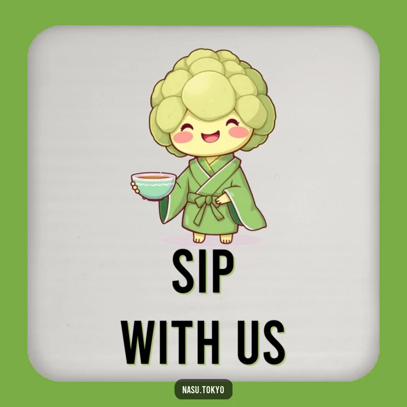 Funny Broccoli Kimono Coaster - Protect Surfaces with Healthy Charm!
