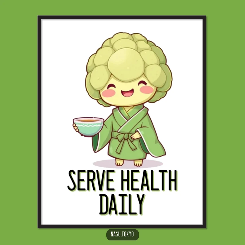 Funny Broccoli Kimono Poster - Wholesome Art with a Cheerful Twist!