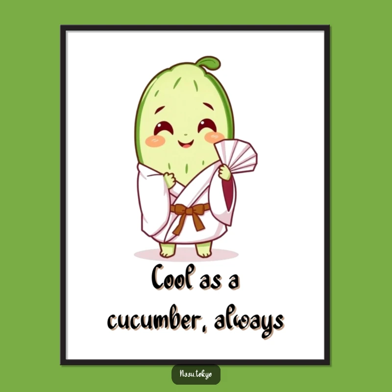 Free Printable Wall Art: Happy Cucumber Slice, Chill Downloadable Zen Decor