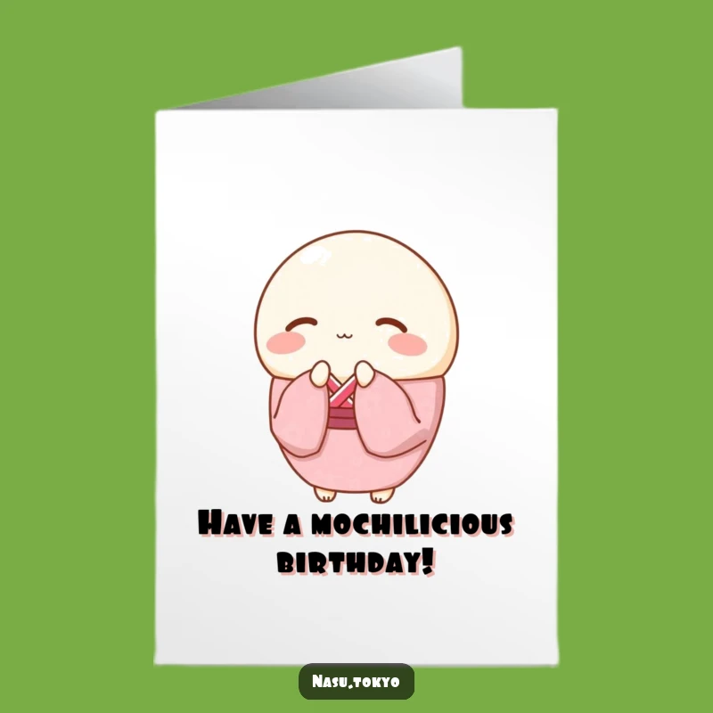 Free Printable Birthday Card: Bowing Mochi Funny Downloadable Gift