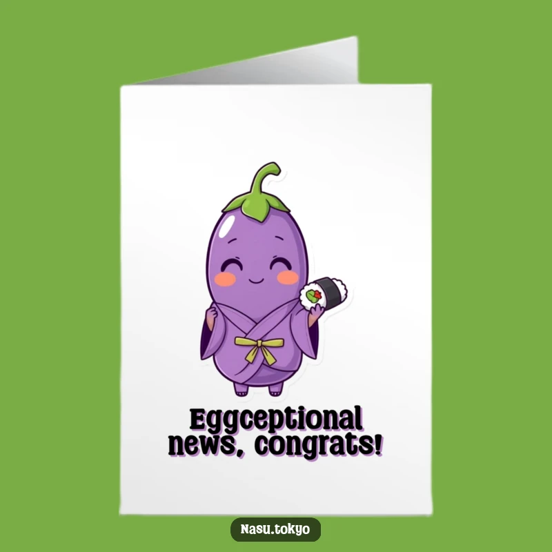 Free Printable Congrats Card: Eggplant Sushi Funny Downloadable Gift