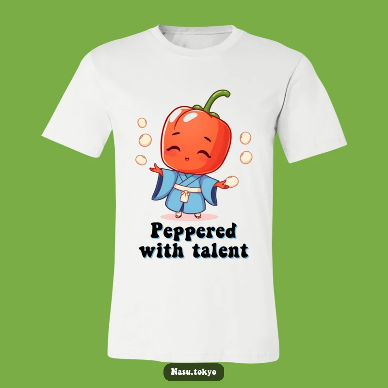 Funny Red Pepper Kimono T-Shirt - Hilarious Juggling Vegetable Tee for Casual Fun!
