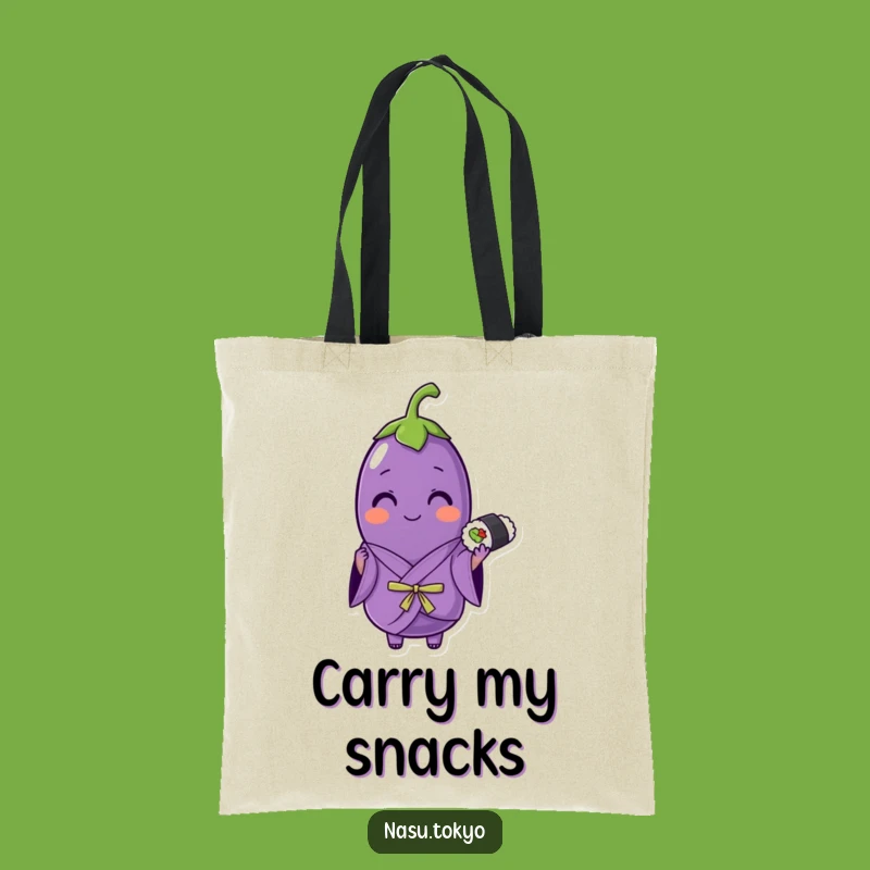 Funny Eggplant Kimono Sushi Tote Bag - Carry Your Culinary Charm!